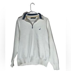 Nautica Men’s Quarter Zip Sweater Size Large White
